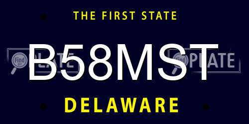 B58MST Delaware License Plate