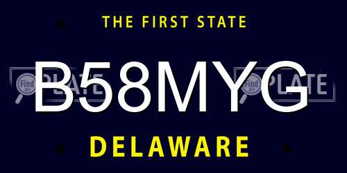 B58MYG Delaware License Plate