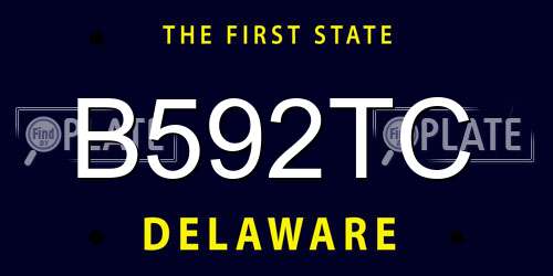 B592TC Delaware License Plate