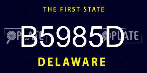 B5985D Delaware License Plate
