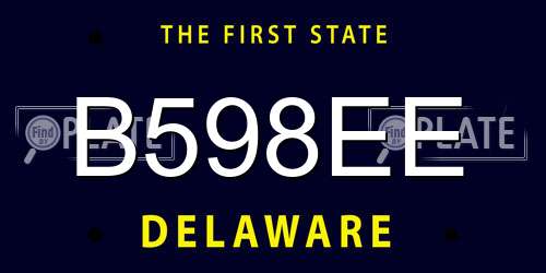 B598EE Delaware License Plate