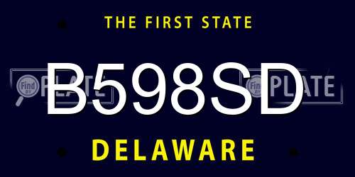 B598SD Delaware License Plate