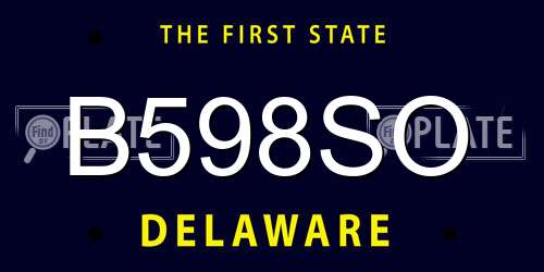 B598SO Delaware License Plate