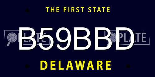 B59BBD Delaware License Plate