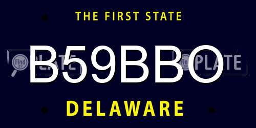 B59BBO Delaware License Plate
