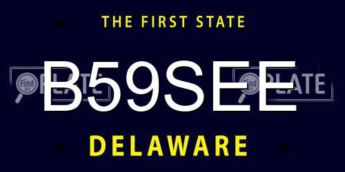 B59SEE Delaware License Plate
