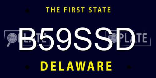 B59SSD Delaware License Plate