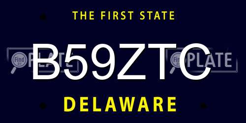 B59ZTC Delaware License Plate