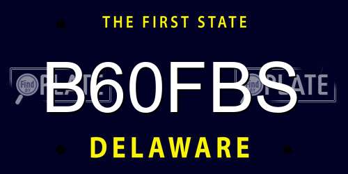 B60FBS Delaware License Plate
