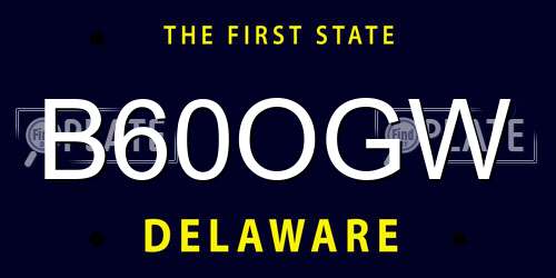 B60OGW Delaware License Plate