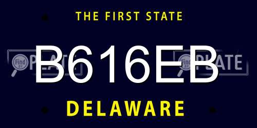 B616EB Delaware License Plate