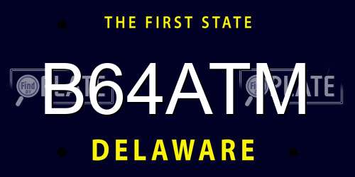 B64ATM Delaware License Plate