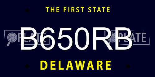 B650RB Delaware License Plate