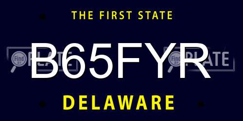 B65FYR Delaware License Plate