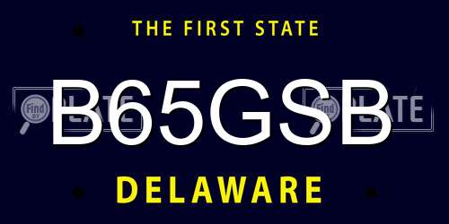 B65GSB Delaware License Plate
