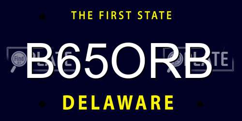 B65ORB Delaware License Plate