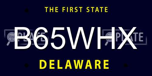 B65WHX Delaware License Plate