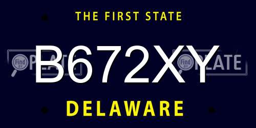 B672XY Delaware License Plate