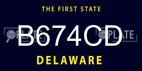 B674CD Delaware License Plate