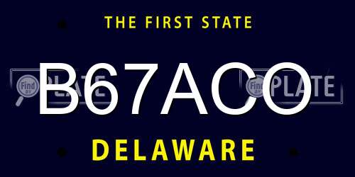 B67ACO Delaware License Plate