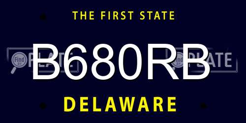 B680RB Delaware License Plate