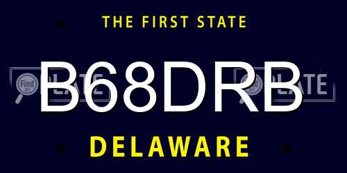 B68DRB Delaware License Plate