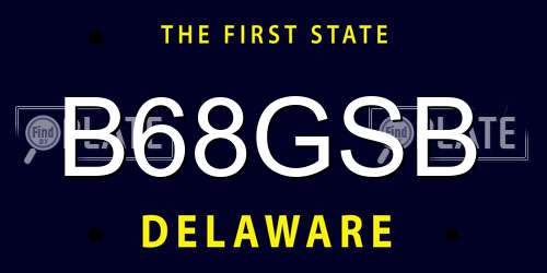 B68GSB Delaware License Plate