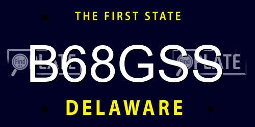 B68GSS Delaware License Plate
