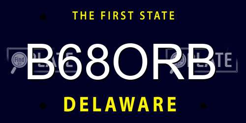 B68ORB Delaware License Plate