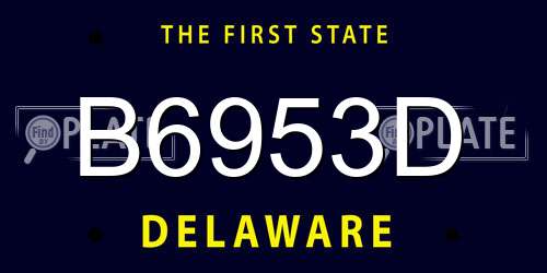 B6953D Delaware License Plate