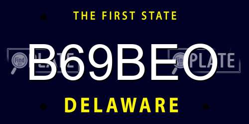 B69BEO Delaware License Plate