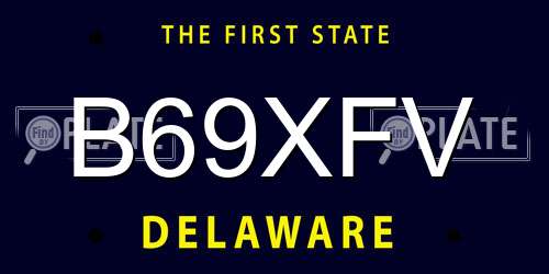 B69XFV Delaware License Plate