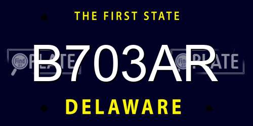B703AR Delaware License Plate