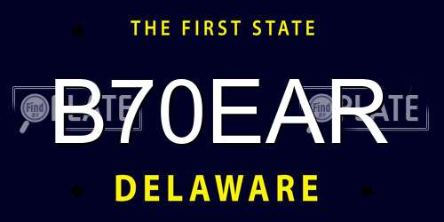 B70EAR Delaware License Plate