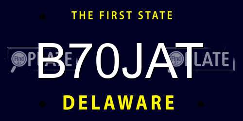 B70JAT Delaware License Plate