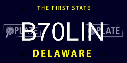 B70LIN Delaware License Plate