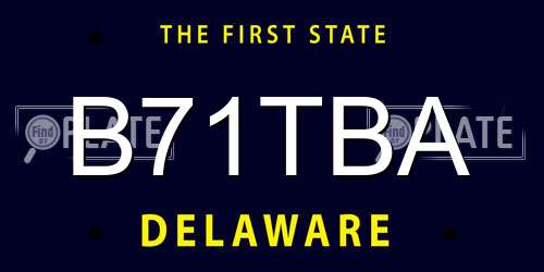 B71TBA Delaware License Plate