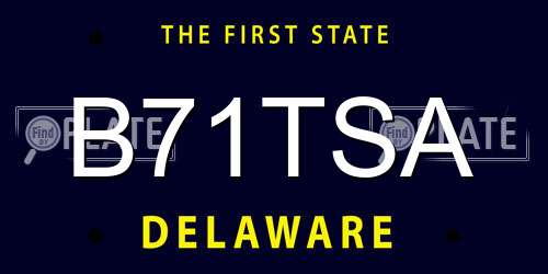 B71TSA Delaware License Plate