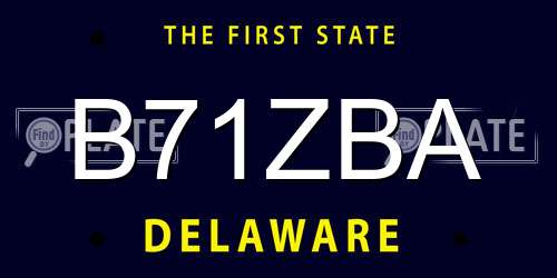 B71ZBA Delaware License Plate