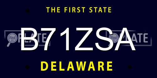 B71ZSA Delaware License Plate