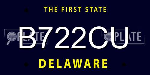 B722CU Delaware License Plate