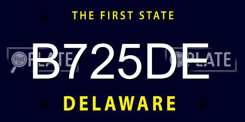 B725DE Delaware License Plate