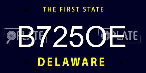 B725OE Delaware License Plate