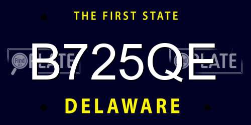 B725QE Delaware License Plate