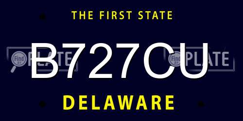 B727CU Delaware License Plate