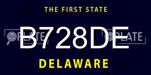 B728DE Delaware License Plate