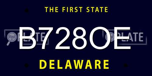 B728OE Delaware License Plate