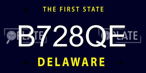 B728QE Delaware License Plate