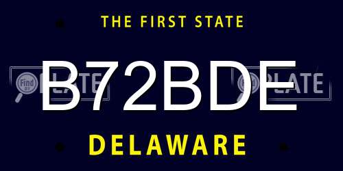 B72BDE Delaware License Plate