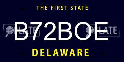 B72BOE Delaware License Plate